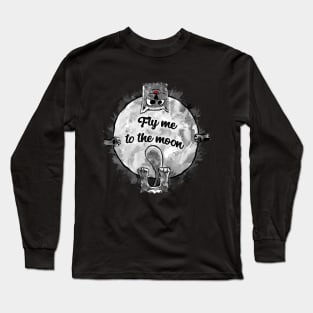 Fly me to the moon cat art Long Sleeve T-Shirt